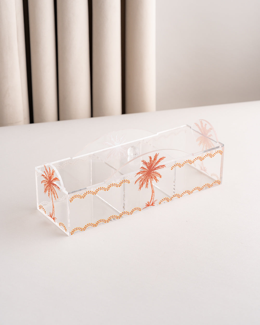 علبة اكريلك مقسم نقش نخلة